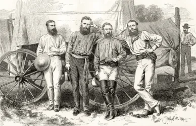 Überland-Telegraphen-Party, ca. 1872, aus 
