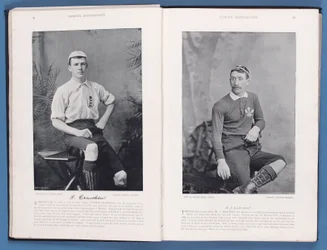 Seite aus Berühmte Fußballer 1895-96, mit Thomas Crawshaw und William Bancroft, 1896