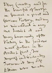 Seite eines Briefes, den Nelson kurz vor der Schlacht von Trafalgar am Montag, den 21. Oktober 1805, schrieb (Sepia-Foto)