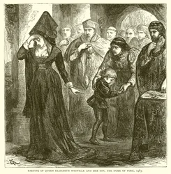 Abschied von Königin Elizabeth Wydville und ihrem Sohn, dem Herzog von York, 1483