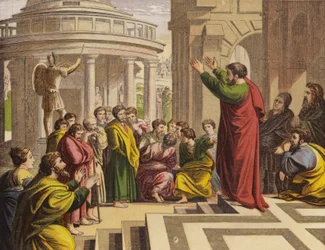Paulus predigt in Athen