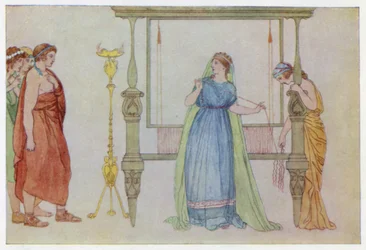 Penelope wird von den Freiern überrascht