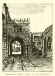 Marktplatz von Peterborough, von der Kathedrale
