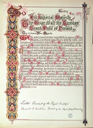 Petition an Zar Nikolaus II. von Russland gegen die Russifizierung Finnlands, 1899