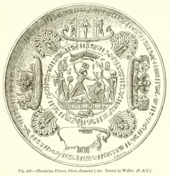 Phönizische Platte, Silber, Durchmesser 7 Zoll