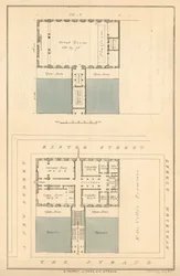 Plan für Gebäude zur Zeit einer vorgeschlagenen Verbreiterung des Strands in der Nähe von Exeter Change