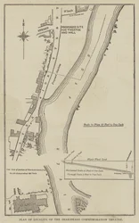 Plan des Standorts des Shakspeare-Gedenktheaters (Gravur)