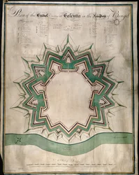 Plan der Zitadelle von Kalkutta und Fort William, dem befestigten Lagerhaus der East India Company