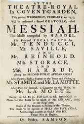 Spielplan, der eine Aufführung von Händels Oratorium 