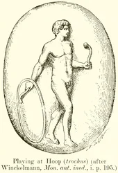 Spiel mit dem Reifen (trochus) (nach Winckelmann, Mon. ant. ined., i. S. 195)