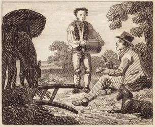 Brotzeit des Pflügers (Gravur)