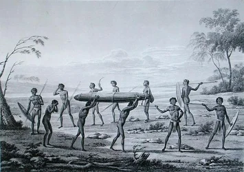 Port Jackson, New Holland: Aborigine-Beerdigungszeremonie, aus 