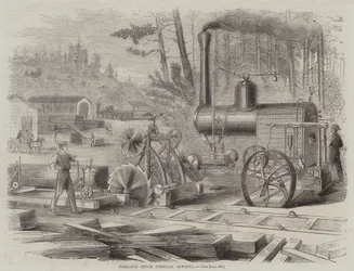 Tragbare Dampfrundsäge (Gravur)