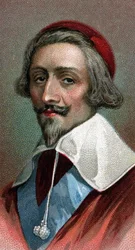 Porträt von Kardinal Richelieu (Armand Jean du Plessis, Kardinal de Richelieu) (1585-1642), französischer Kleriker, Adliger und Staatsmann - Aus der Serie „Leaders of Men“ - Chromolithographie - Englische Schule, 20. Jahrhundert -