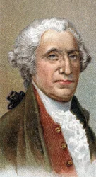 Porträt von George Washington (1732-1799), amerikanischer Politiker und Militärführer, erster Präsident der Vereinigten Staaten von Amerika - Aus der Reihe „Führer der Menschheit“ - 20. Jahrhundert