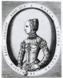 Porträt von Maria Stuart, Königin von Schottland (1542-87), gestochen von Hieronymus Cock (um 1510-70), 1559