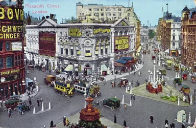 Postkarte mit Piccadilly Circus, ca. 1928