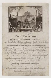 Druckverkäufer und Zeichenlehrer, Archibald Robertson, Visitenkarte