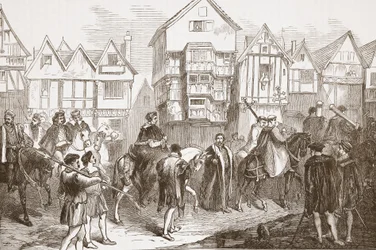 Prozession von Wolsey zur Westminster Hall, Illustration aus The History of Protestantism von James Aitken Wylie, veröffentlicht 1878