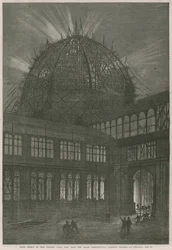 Fortschritt am International Exhibition Building; Nachteffekt der westlichen Kuppel