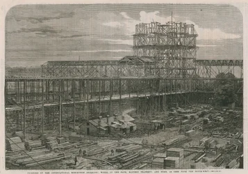 Fortschritt am International Exhibition Building; Arbeiten am Schiff, östliches Querschiff und Kuppel