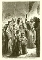 Königin Elizabeth Wydville sucht Zuflucht in Westminster, 1471