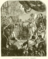 Königin Elisabeth schlägt Francis Drake zum Ritter