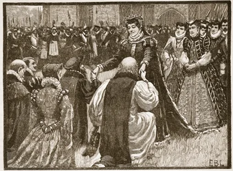 Königin Maria und die Staatsgefangenen im Tower, Illustration aus Cassells Illustrierter Geschichte Englands