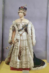 Puppe von Königin Victoria (1819-1901) in ihren Krönungsgewändern, ca. 1840
