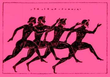Rennen, Illustration aus Geschichte Griechenlands von Victor Duruy, 1890