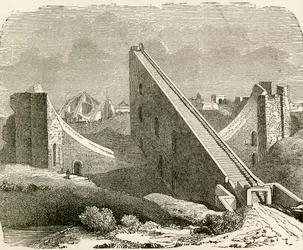 Raja Jai Singhs astronomisches Observatorium, Benares, Uttar Pradesh, Indien, aus 
