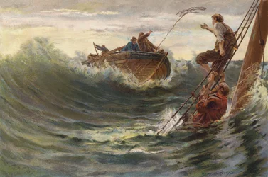 Rettung von Männern nach einem Schiffswrack