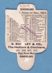Rückseite von Kann nicht geschlagen werden. Spiel auf Sunderland. Buckleys Hüte