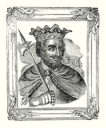 Richard I wurde 1157 geboren, 1189 gekrönt und starb 1199 (Gravur)
