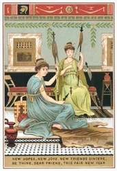 Römische Damen in Villa, Neujahrskarte