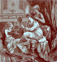 Römische Dame bei ihrer Toilette, Illustration aus Die Illustrierte Geschichte der Welt, veröffentlicht um 1880