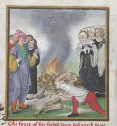 Theseus verbrennt die Leichen der von König Kreon von Theben getöteten Athener, aus dem 
