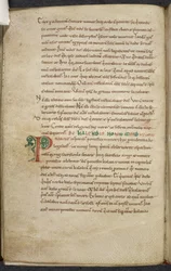 Royal 13. A.XI, f.47v Initial P. De temporum ratione. Beda der Ehrwürdige. Sammlung von Werken über Computus und Astronomie. 11. Jahrhundert-12. Jahrhundert