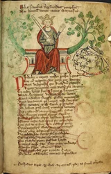 König Richard I. mit Schwert auf seinem Thron, Illustration aus der 
