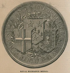 Royal Exchange Medaille, geprägt zur Erinnerung an die Eröffnung der Royal Exchange im Jahr 1844
