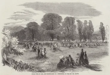 Ländliches Fest in Ham und Überreichung eines Testimonial an den Reverend Mr. Brown (Gravur)