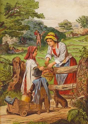Ländliche Szene (Farblithografie)