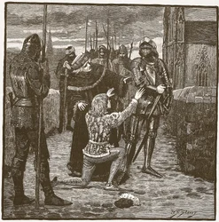Rutland bittet Clifford um Gnade, Illustration aus Cassells Illustrierter Geschichte Englands