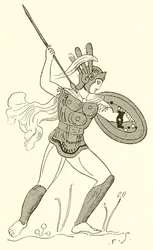 Samnitischer Krieger, nach einer bemalten Vase im Louvre