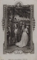 Szene aus der Fortsetzung von Miguel de Cervantes Don Quixote, geschrieben von Alonso Fernandez de Avellaneda