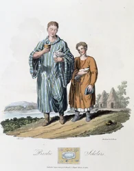 Schuljunge und sein Meister - in "Kelten und Goten, Bräuche der Bewohner der Britischen Inseln des frühen 6. Jahrhunderts und der Gotenstämme der Westküste der Ostsee", von S.R. Meyrick und Ch. Smith
