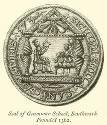 Siegel der Grammar School, Southwark, gegründet 1562