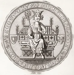 Siegel von John Balliol, ca. 1249–1314, auch bekannt als Toom Tabard, Schottisch für „leerer Mantel“, König der Schotten. Aus Iconographia Scotica oder Porträts berühmter Personen Schottlands, veröffentlicht 1797.