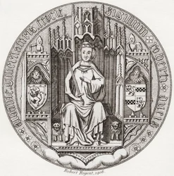 Siegel von Robert Stewart, Herzog von Albany, ca. 1340 – 1420. Mitglied des schottischen Königshauses, Regent, Gouverneur von Schottland, Herzog von Albany, Earl of Fife & Menteith. Aus Iconographia Scotica oder Porträts berühmter Personen Schottlands, ver