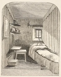 Separater Schlafraum in einem der neuen Flügel des Frauengefängnisses von Brixton, Illustration aus The Criminal Prisons of London and Scenes from Prison Life von Henry Mayhew und John Binny
